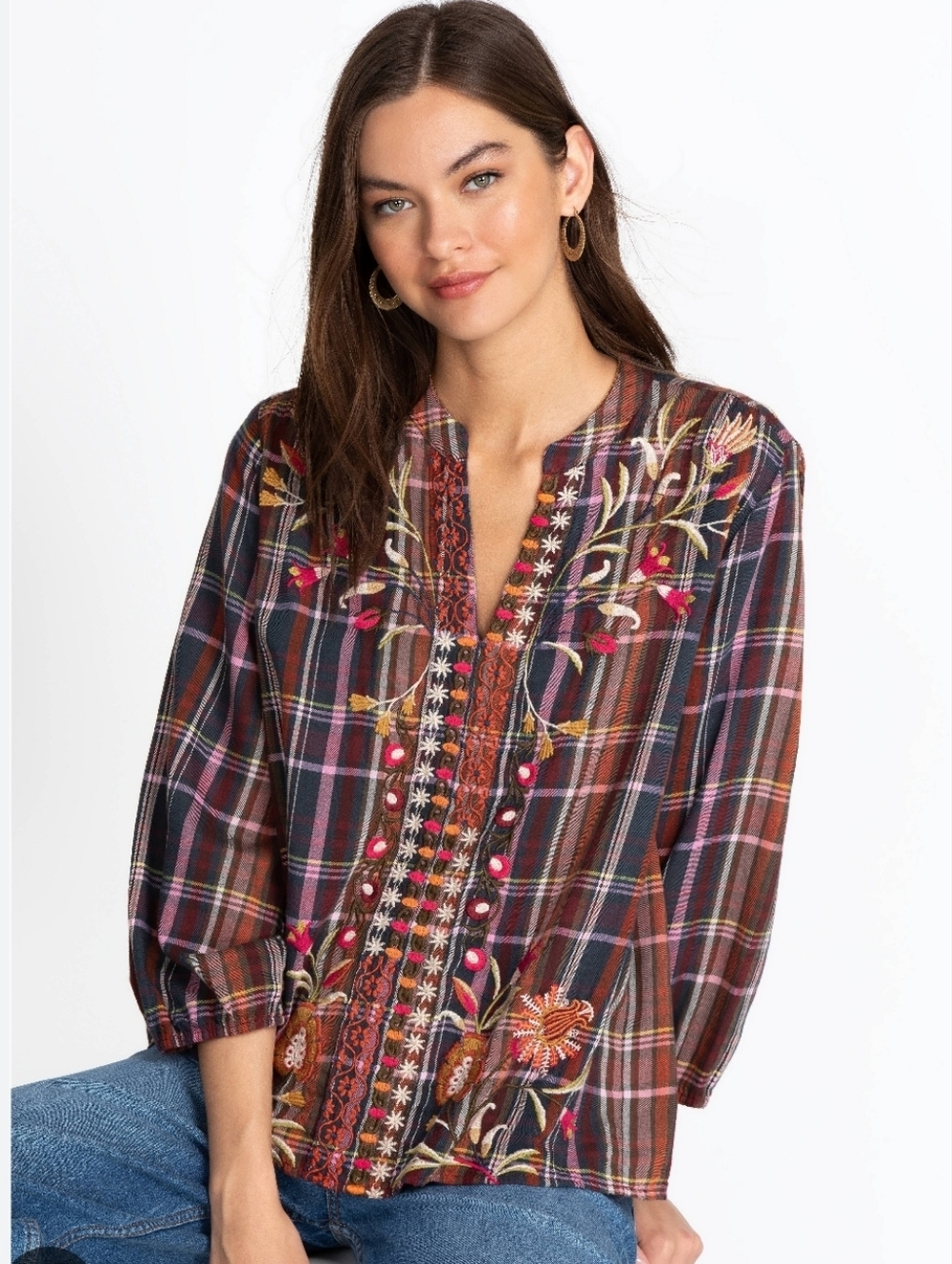 Johnny Was Workshop Rosalva Paris Effortless Blouse Size Large